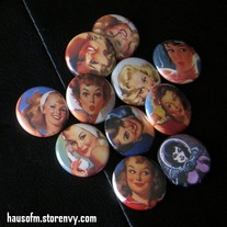 Pinups! Five 1-Inch Pinback Buttons