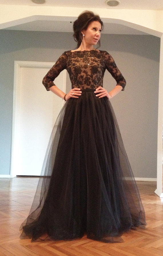 long sleeve lace dress prom