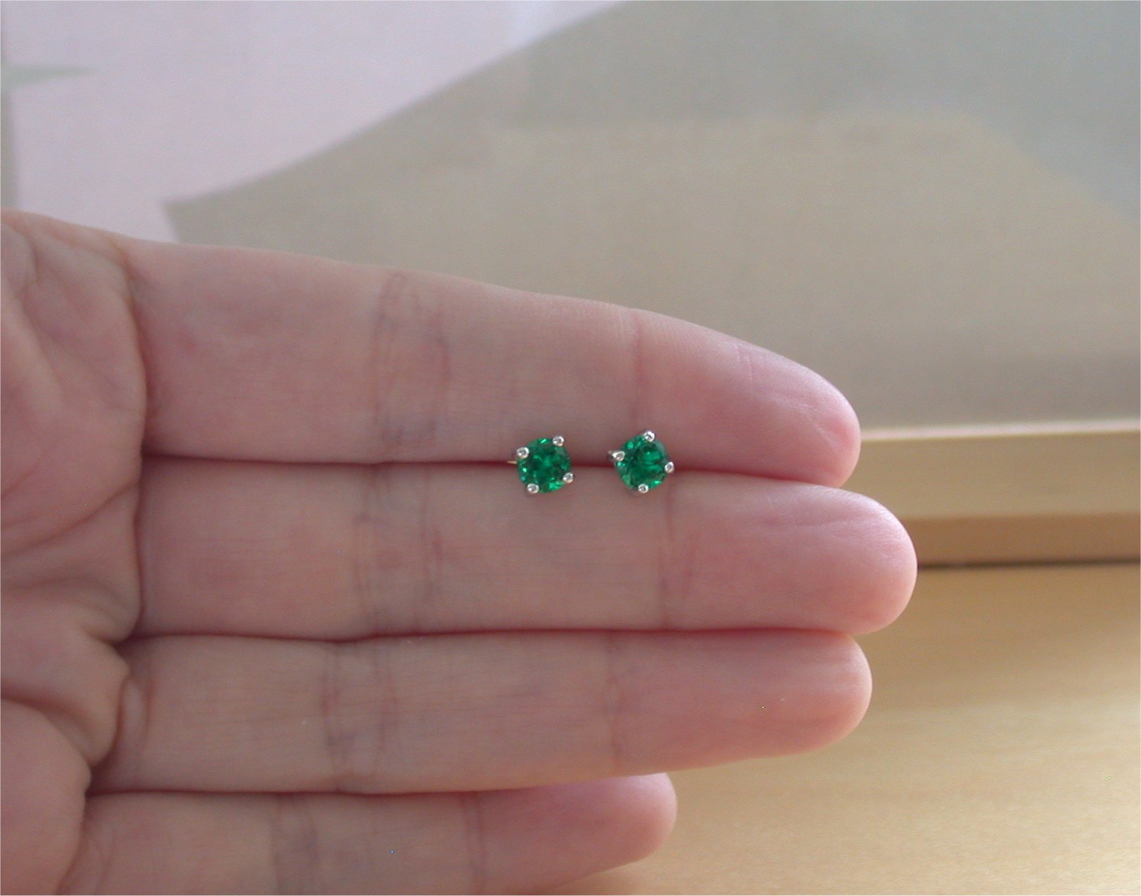 925 Emerald (Lab Created) Stud Earrings/Emerald Stud Earrings/Emerald