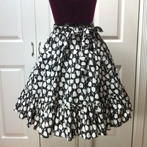 S - black white tulip flower print gothic rockabilly full circle skirt