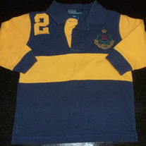 Navy/Yellow Long Sleeve Polo Shirt-Polo Ralph Lauren Size 18 Months