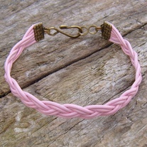 Pink Braided Leather Bracelet