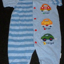 Blue Long Sleeve Romper with Cars-Little Me Size 3 Months