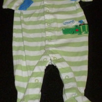 Green/White Stripe Sleeper with Alligator-Carter's Size 3 Months