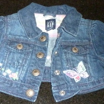 Short Jean Jacket with Butterflies-Baby Gap Size 12-18 Months