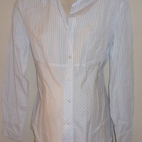 White/Blue Pin Stripe Shirt with Buttons/Collar-Gap Maternity Size Large