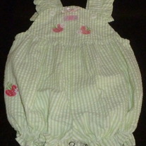 Green Sleeveless Romper with Strawberries-Class Club Baby Size 3 Months
