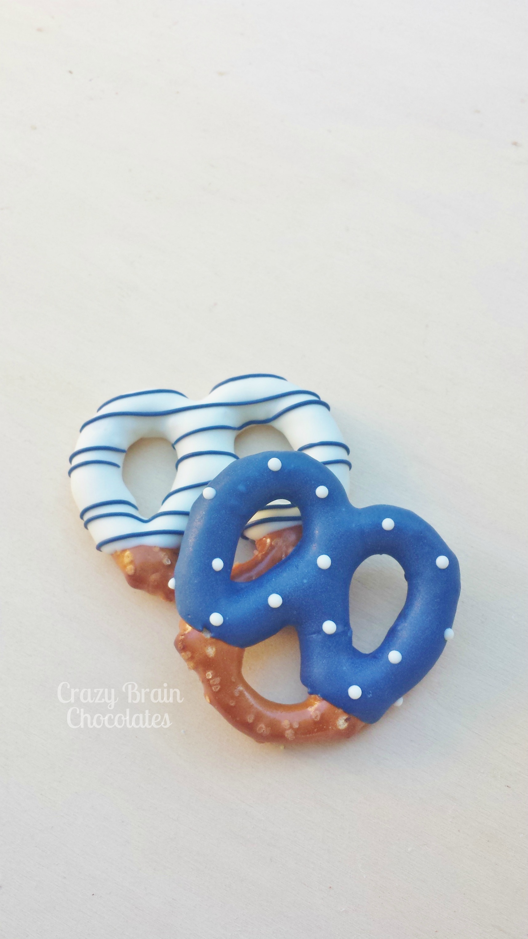 Blue and white Chocolate Dipped Pretzels (12) on Storenvy