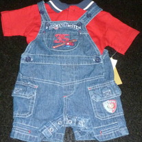 Overalls with Baseball and Matching Shirt-NEW-Beluga New York Size 6-9 Months