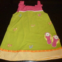 Green/Pink/Yellow Dress with Flip Flops-Sweet Heart Rose Size 2  GS413