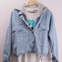 Denim Jacket with Detachable Hooded Tank