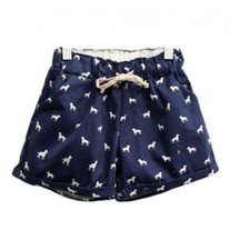 Dog print denim shorts