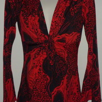 Red/Black Long Sleeve Shirt-Bisou Bisou Size Small  CL413