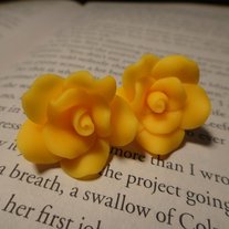 Yellow Rose Stud Earrings