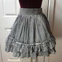 M black white gingham check lolita rockabilly full skirt daisy trim 