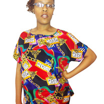 Silk Animal Print/Chain Print Blouse