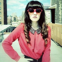 Red Blouse with Sequin Collar