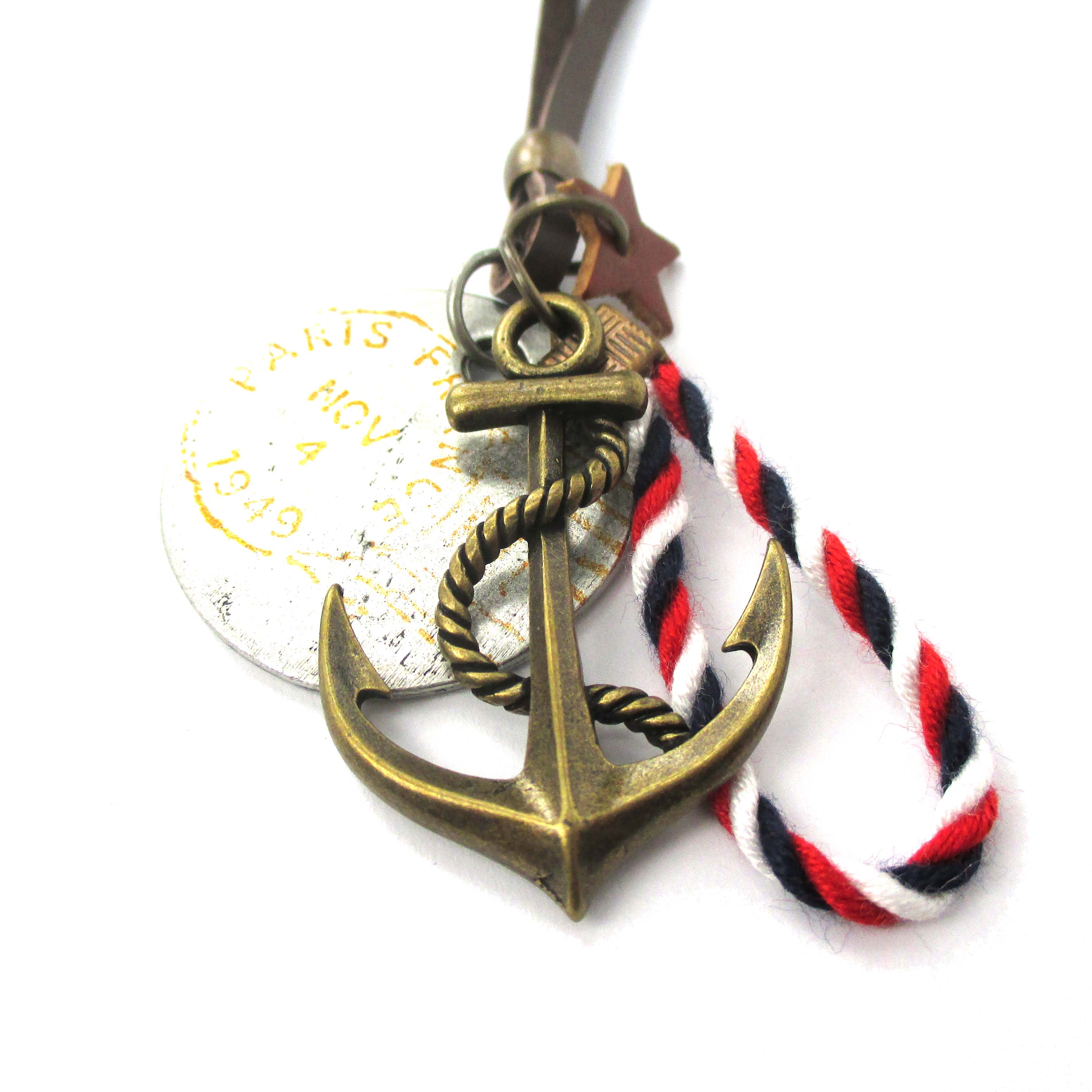 Handmade Anchor Rope and Stamped Coin Charm Necklace · DOTOLY Animal
