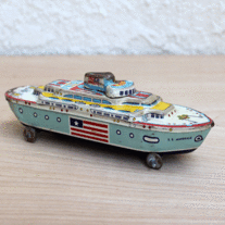 Wyandotte Toys, S.S.America Tin Litho Toy Boat