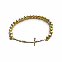Gold Bead Cross Bracelet