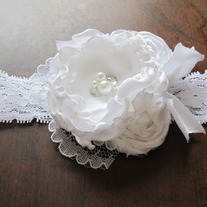 Tiny and White Satin headband