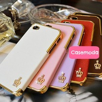 New Chic Bling Sparkle Gold Crown PU Leather iPhone Case