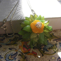 Astral Greens Stacked Glass Leaves Pendant