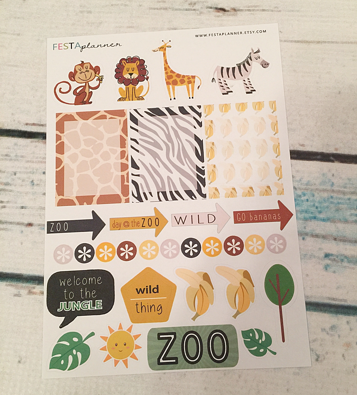 ZOO Animal, Lion, Giraffe, Monkey Cute Planner Stickers - Erin Condren ...