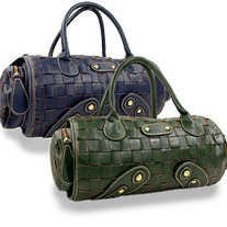End Pocket Woven Barrel Handbag ( Green Only )