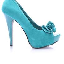 Teal Ruffle Pump