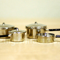 "Steel" Pots & Pans, 8 Pcs Dollhouse Miniatures