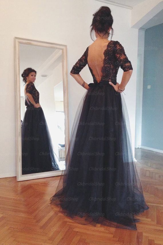 Long Sleeve Lace Prom Dresses