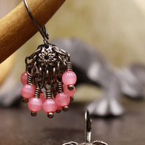 Pink Jade Chandelier Dangle Earrings
