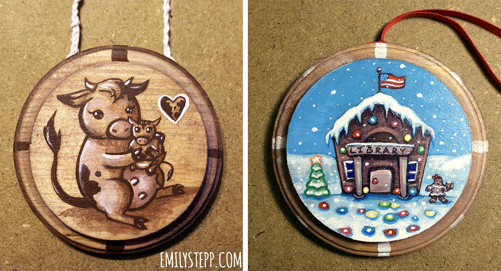 Custom Hand Painted Wood Plaque Ornament · Emily Stepp Art · Online