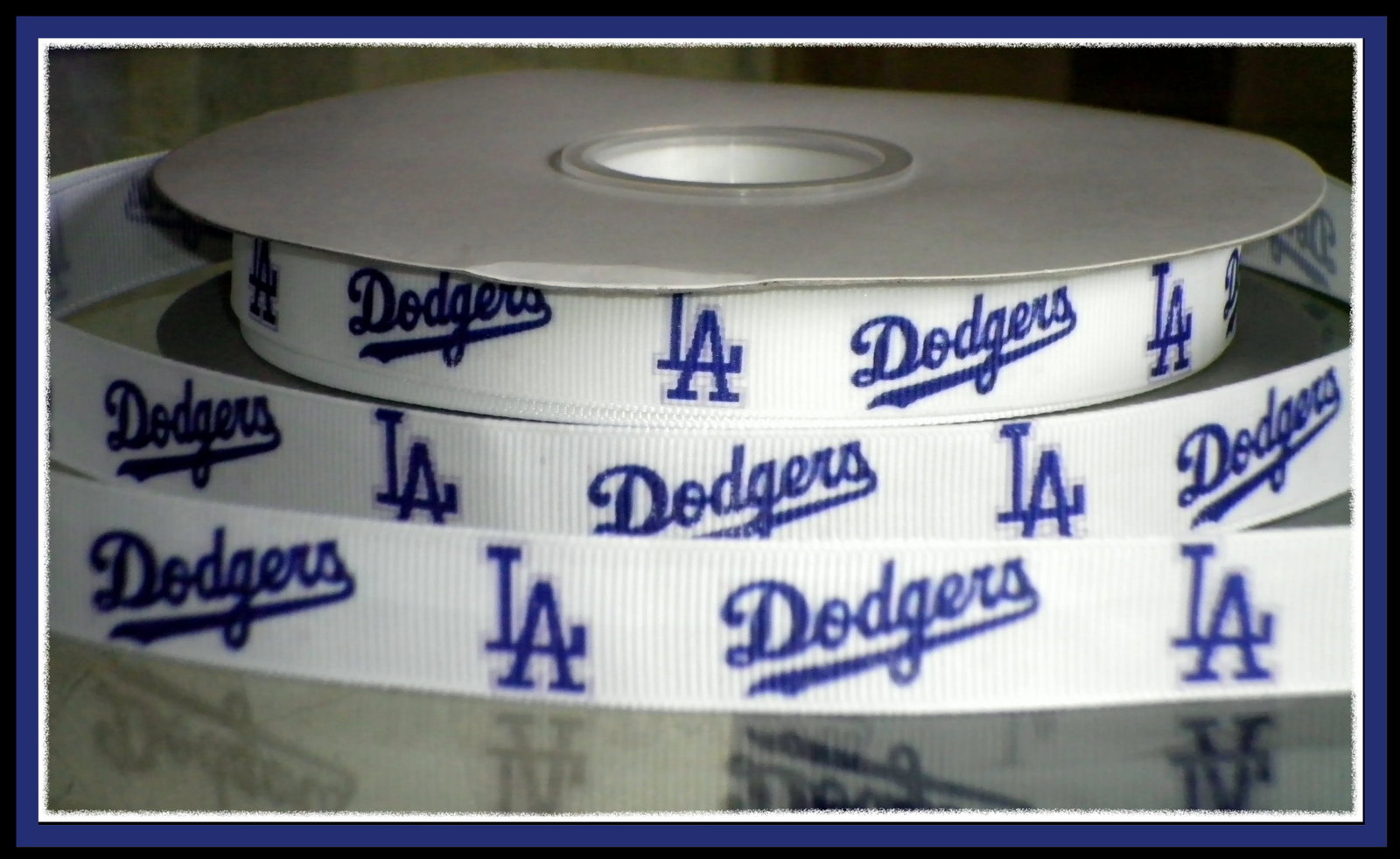 7/8" Los Angeles Dodgers Inspired Custom Printed Grosgrain Ribbon · The