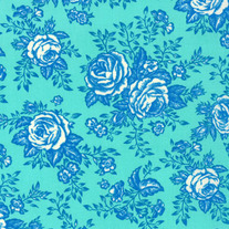 Fat Quarter Summer House Toile Cabbage Roses in Robins Egg Blue / 1144312