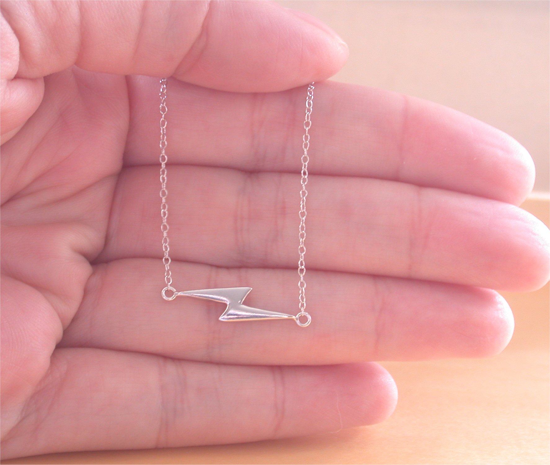 925 Lightning Bolt Necklace/Silver Lightning Bolt Necklace/Lightning