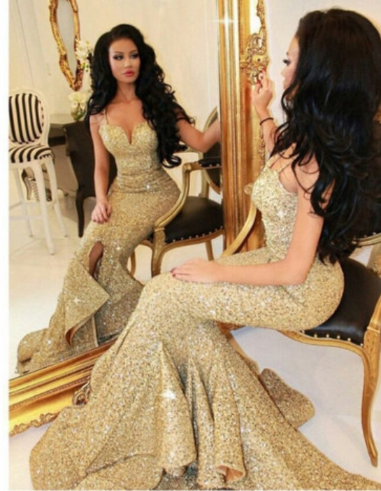 Shiny Black Long Ball Dresses