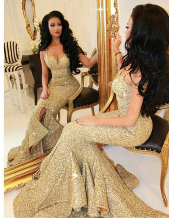 Gold Evening Gown Pageant Dresses