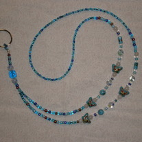Beaded Lanyard Aqua/Butterfly