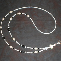 Beaded Lanyard Pearl/Black (Special Order)