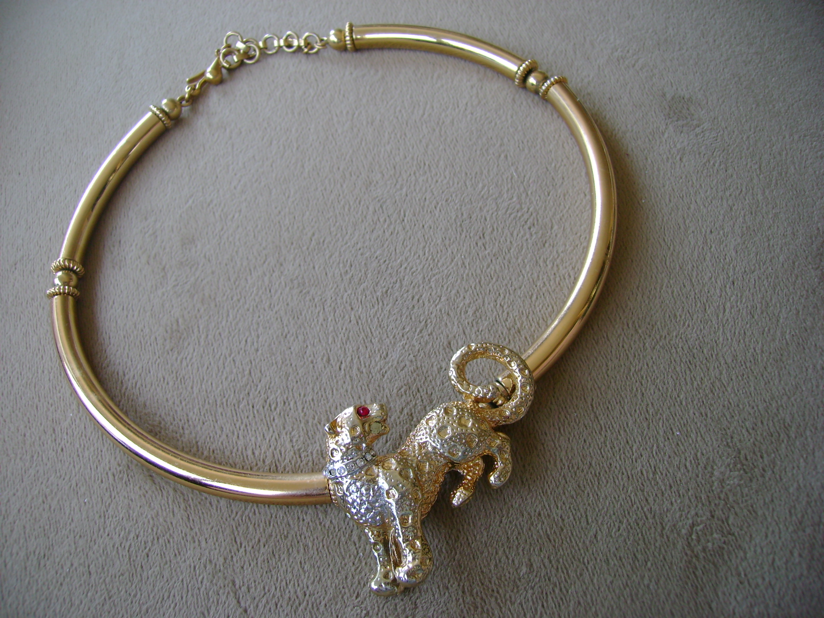 Golden Cougar Necklace with Rhinestones on Storenvy