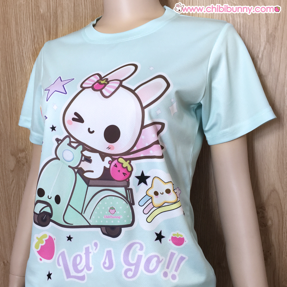 Bunny with scooter Cute kawaii mesh Tshirt T4 on Storenvy