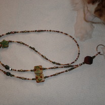 Beaded Lanyard Rust/Green/Natural