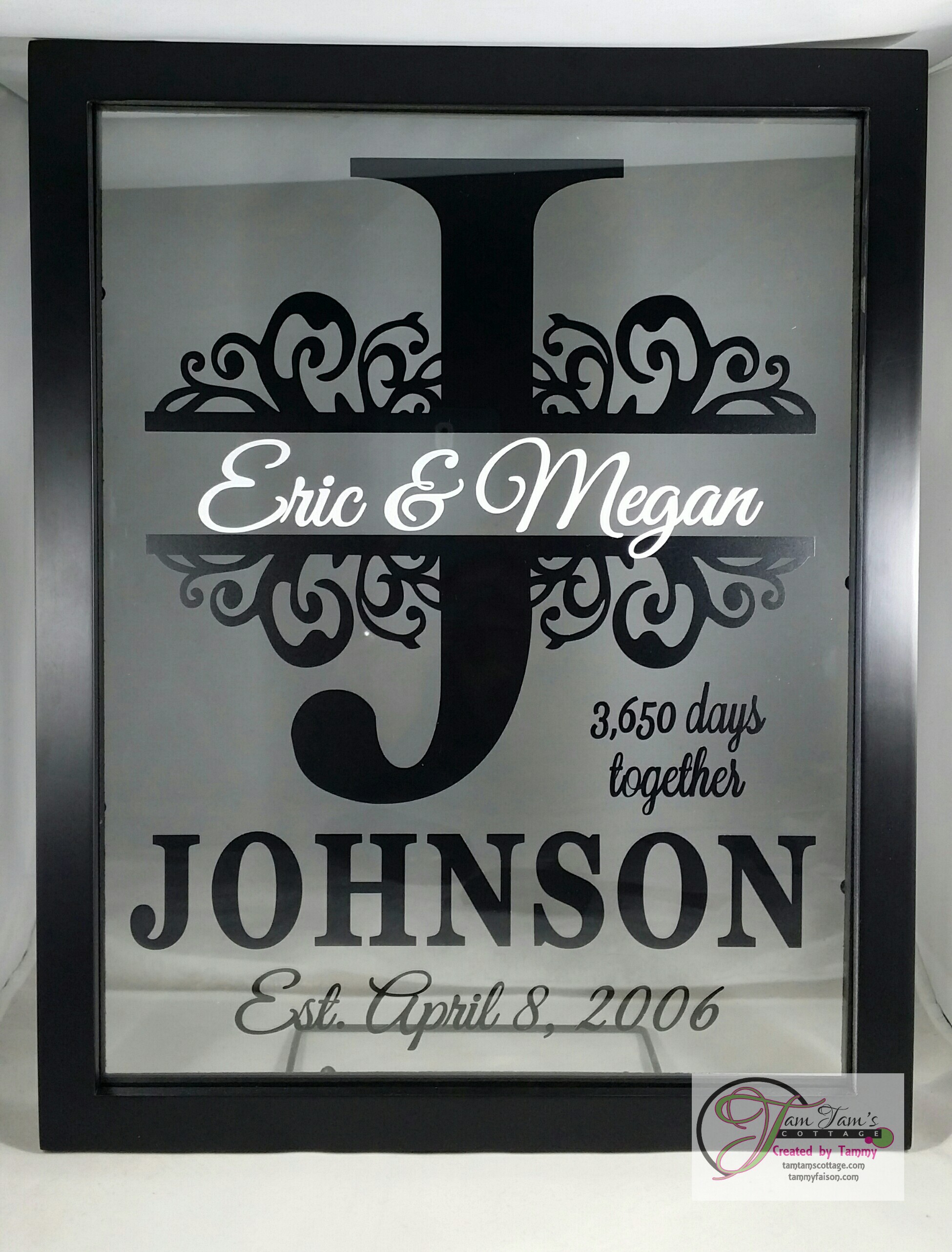 Personalized Last Name Floating Frame 8x10, Wedding Gift