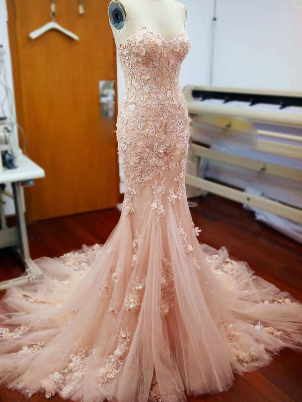 sweetheart wedding dress ,long beautiful mermaid wedding dress ,best