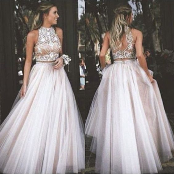 High Neck Halter Prom Dresses