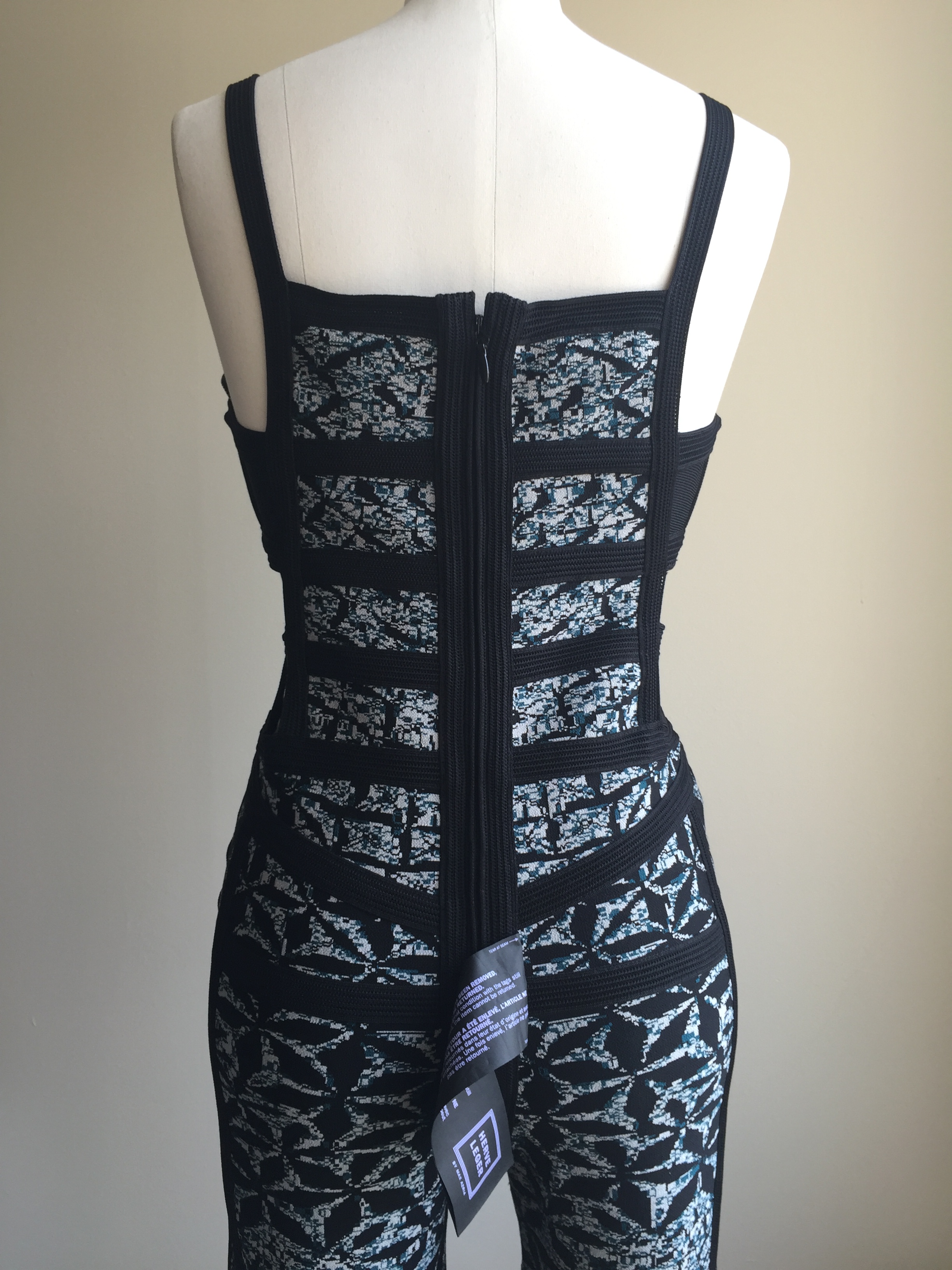 HERVE LEGER "Yuna" Sundial Print Bandage Jumpsuit · Flair Advantage