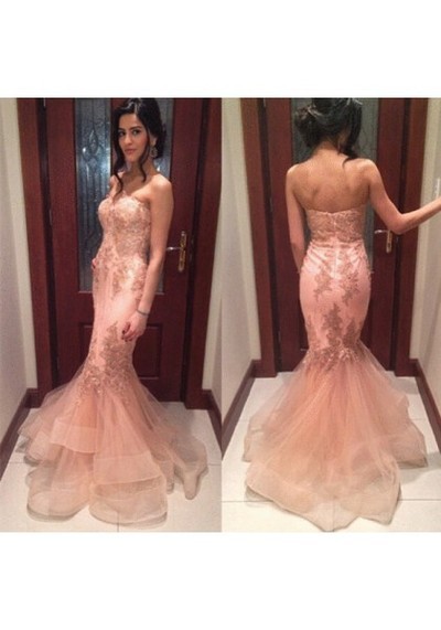 pink mermaid prom dress