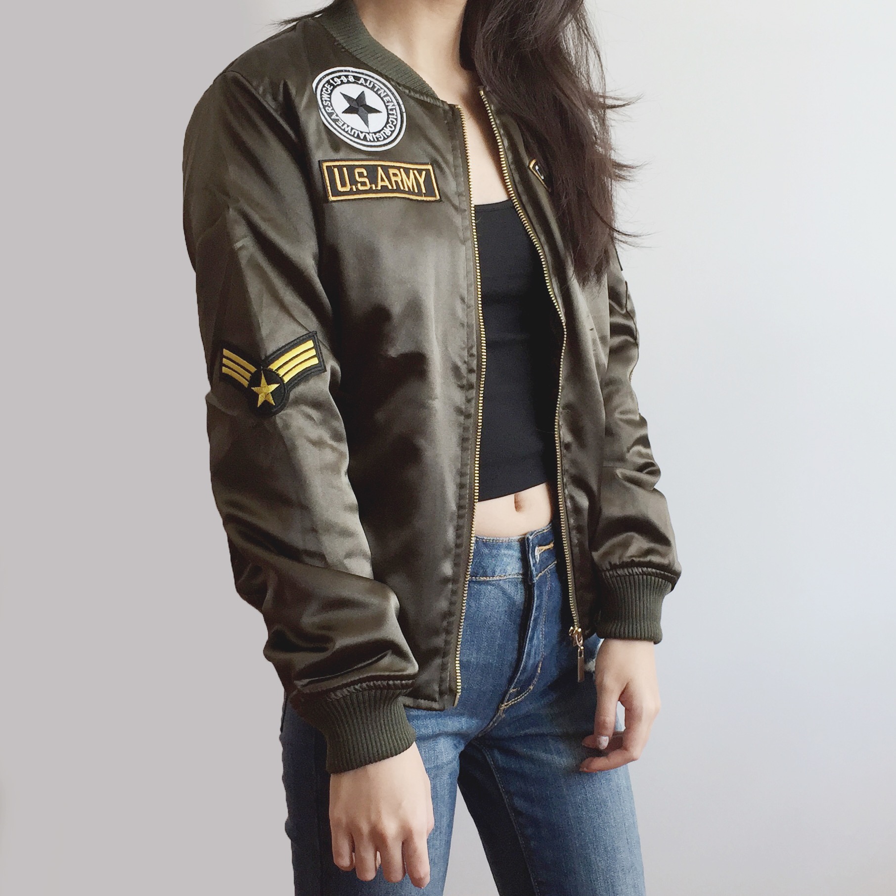 Army Patch Bomber Jacket (Olive) · Megoosta Fashion · Free shipping